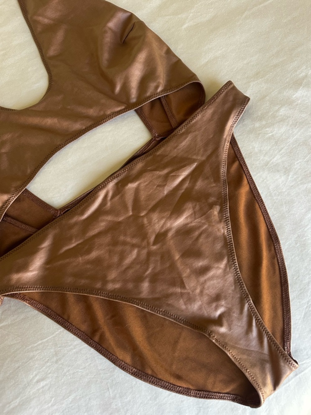 Skims Wet Jersey Cutout One Piece Swimsuit Bodysuit Copper 2XL NWT - Picture 9 of 11